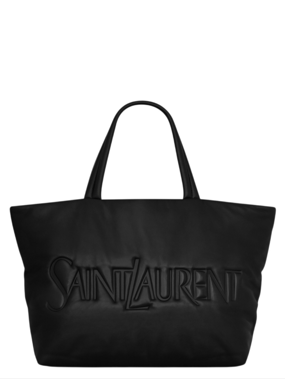Like New!!! Saint Laurent Wide Puffer Tote in Black Lambskin Leather YSL Nappa